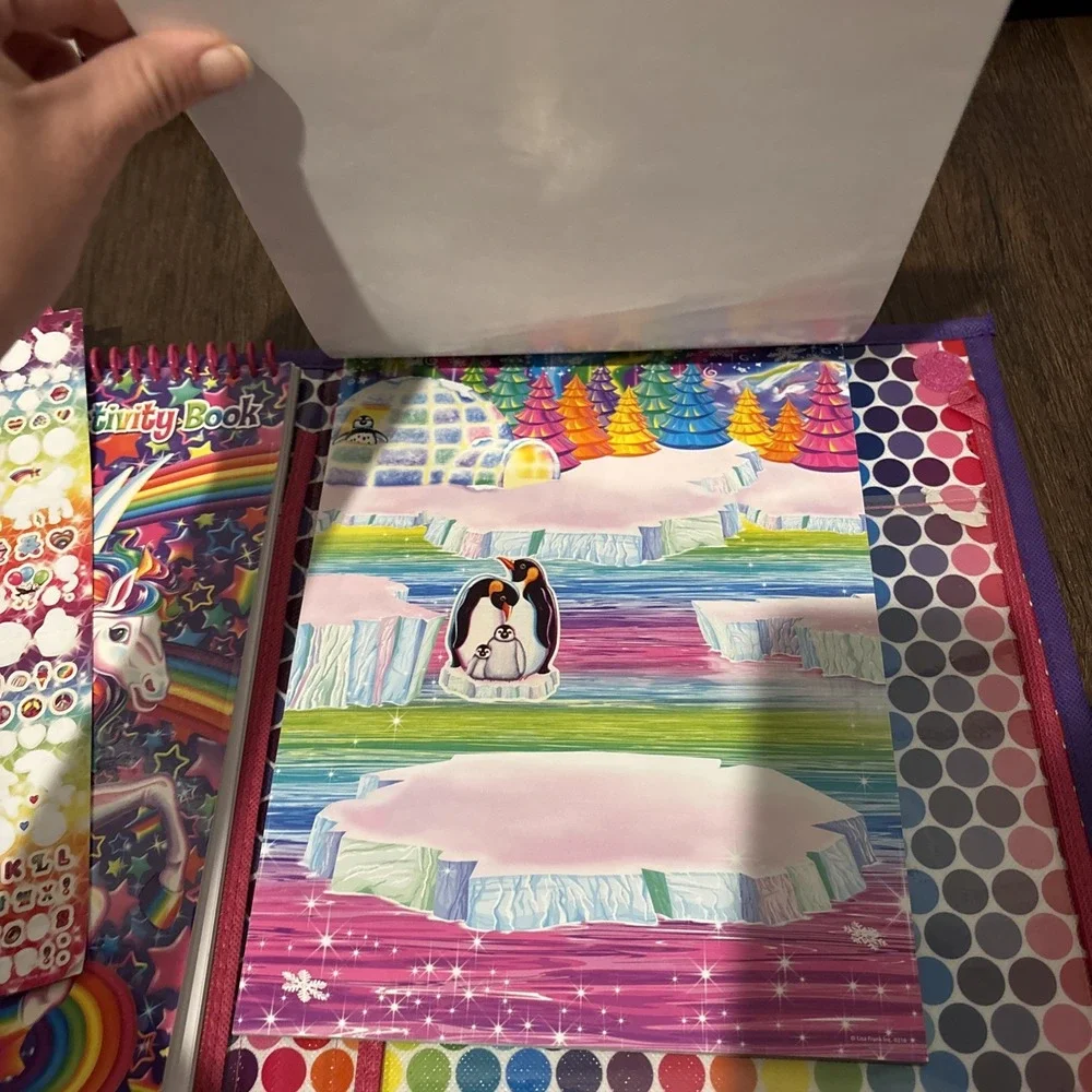 Lisa Frank Puppies Unicorns Trifold Flip Out‎ Organizer Crayons Stickers Puzzles